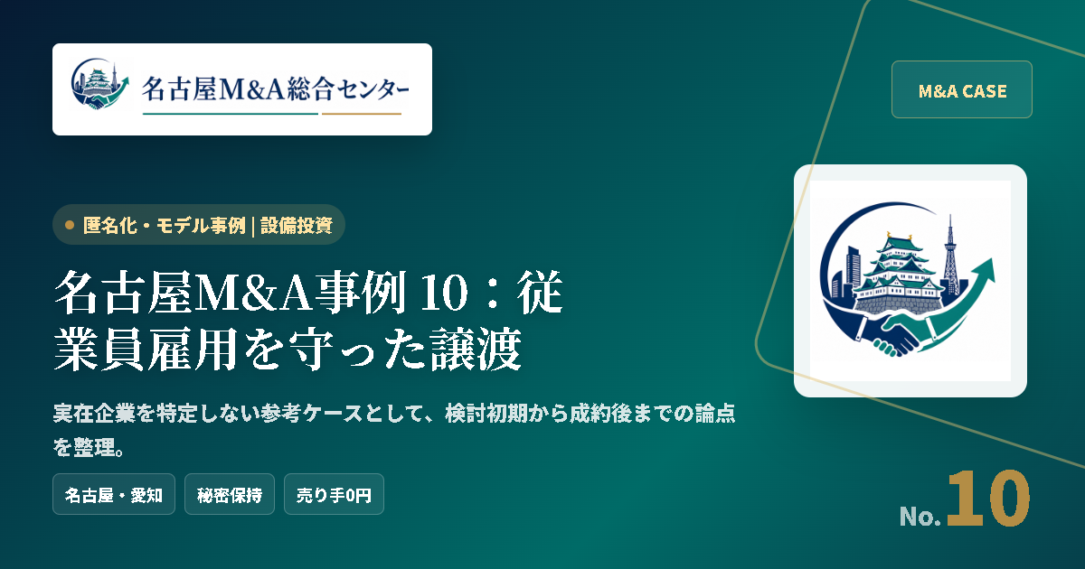 名古屋M&A事例 10：従業員雇用を守った譲渡 アイキャッチ