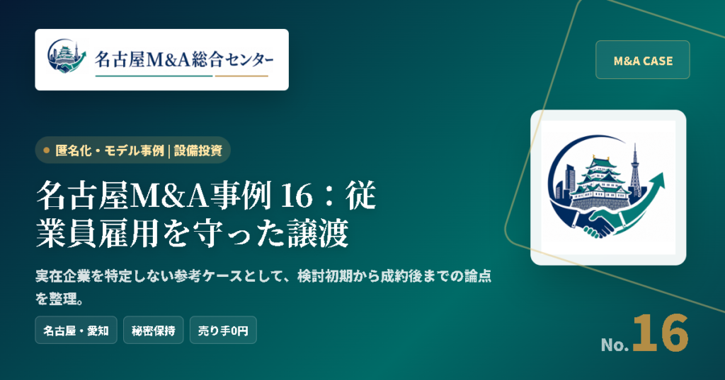 名古屋M&A事例 16：従業員雇用を守った譲渡 アイキャッチ